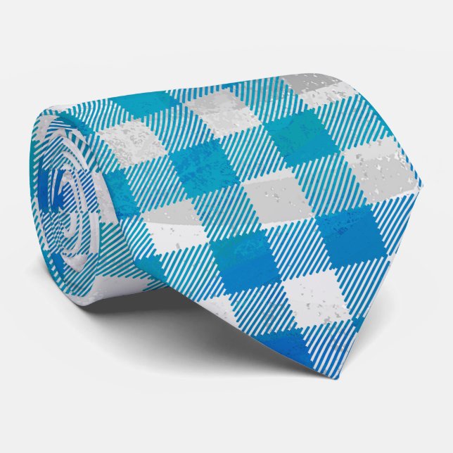 Kariertes Blau und Weiß vom Buffalo Krawatte (Gerollt)