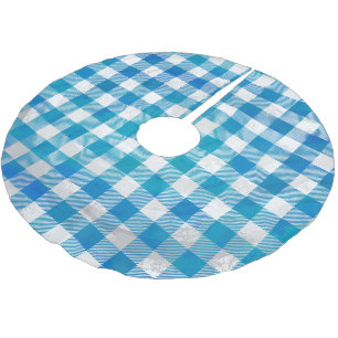 Kariertes Blau und Weiß vom Buffalo Polyester Weihnachtsbaumdecke