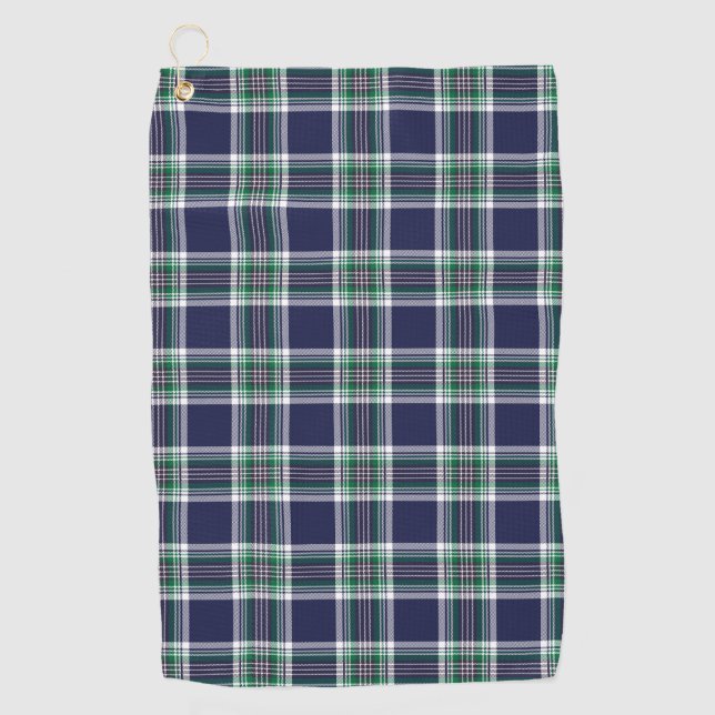 Kariertes blaugrünes Tartan-Muster Golfhandtuch (Vorderseite)