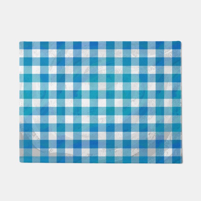 Kariertes Blue-Checkered Buffalo Fußmatte (Vorderseite)