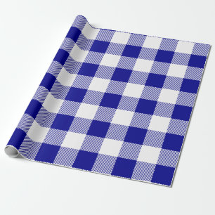 Kariertes Blue und White Buffalo Geschenkpapier