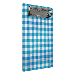 Kariertes Büffel-Karo Blau und Weiß Mini Klemmbrett