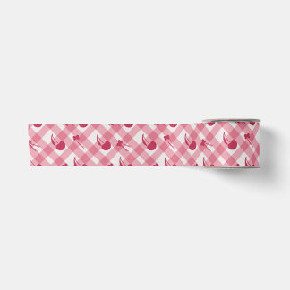 Kariertes Cherry Pink-Muster Satinband