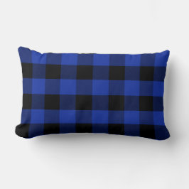 Kariertes Classic Blue und Black Buffalo Lendenkissen