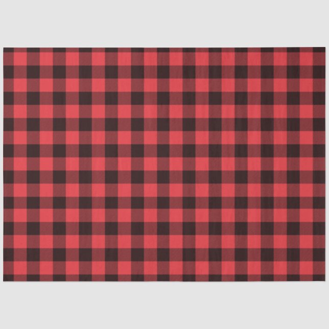 Kariertes Dekoupage Tissue Paper von Red Black Buf Seidenpapier (Vorderseite)