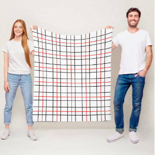 Kariertes Design der roten schwarzen Gitterlinien Fleecedecke