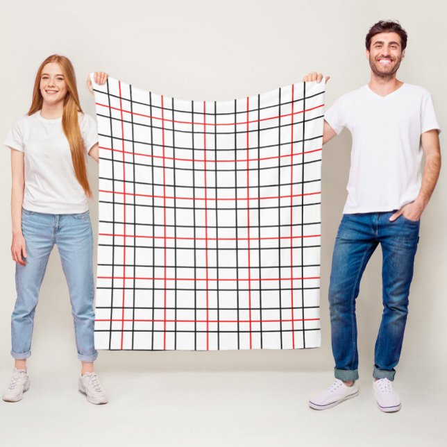 Kariertes Design der roten schwarzen Gitterlinien Fleecedecke (Von Creator hochgeladen)