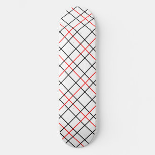 Kariertes Design der roten schwarzen Gitterlinien Skateboard