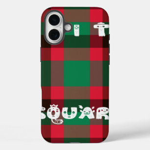 Kariertes Design in Rot und Grün iPhone 16 Plus Hülle