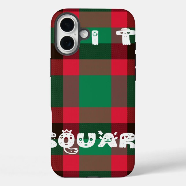 Kariertes Design in Rot und Grün iPhone 16 Plus Hülle (Rückseite)