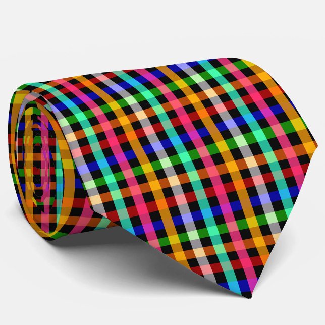 Kariertes Design von Black Multicolored Gingham Krawatte (Von Creator hochgeladen)