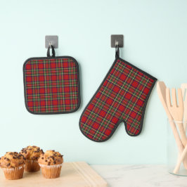 Kariertes Design von Red Tartan Ofenhandschuh & Topflappen-Set