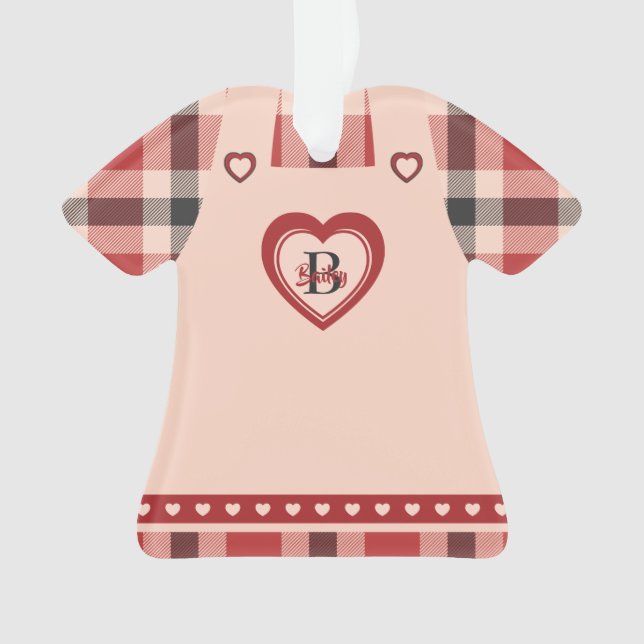 Kariertes Dress Heart PinaVorderfiguren Personalis Ornament (Vorderseite)