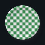 Kariertes dunkelgrünes und weiß pappteller<br><div class="desc">Abstrakte digitale Kunst der dunkelgrünen und weißen Quadrate in einer checkered Bildung.</div>