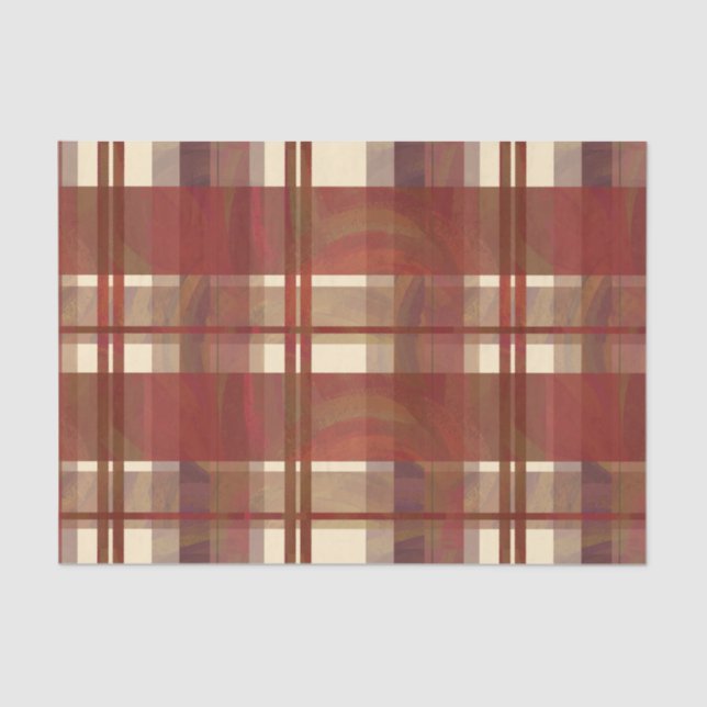Kariertes Fall-Rot Madras Seidenpapier (Vorderseite)