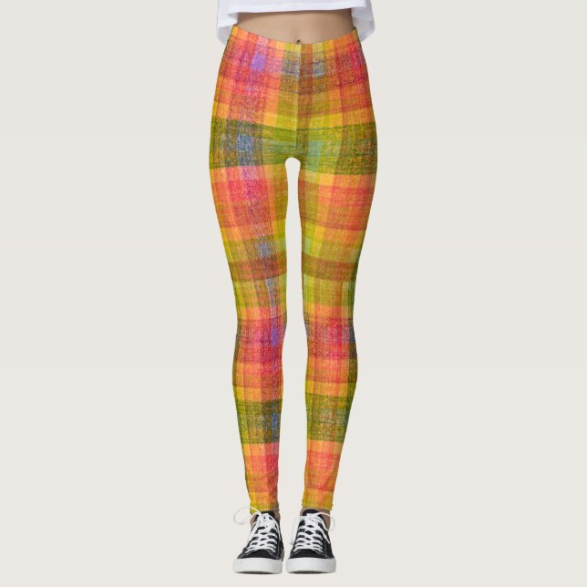 Kariertes Farbmuster für einen belebten Stift Leggings (Vorderseite)