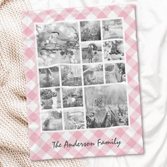 Kariertes Foto Collage Baby Girl mit benutzerdefin Fleecedecke (Von Creator hochgeladen)