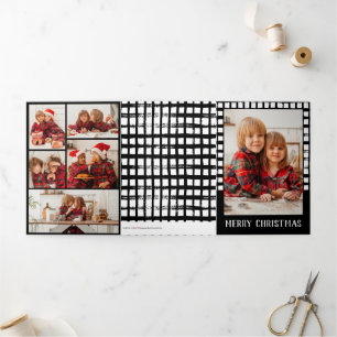 Kariertes Foto TriFold Urlaubskarte für Schwarze P Dreifach Gefaltete Ankündigung