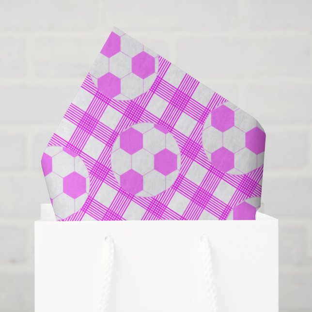 Kariertes Fußball-Muster in Weiß und Rosa Seidenpapier (Geschenktüte)