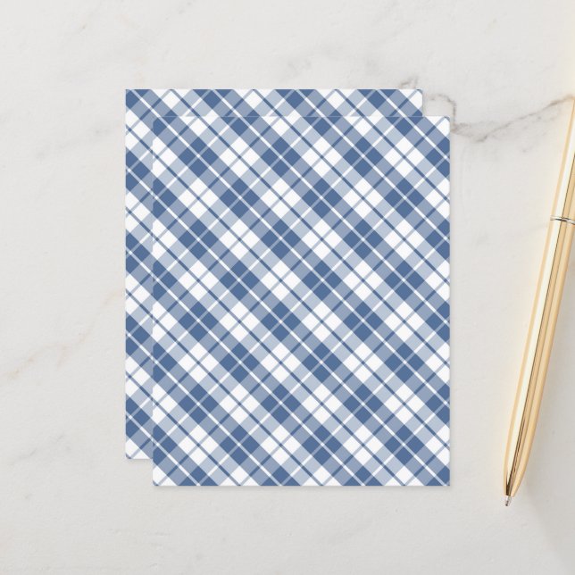 kariertes gemustertes Papier mit blauer und weißer (Vorderseite/Rückseite Beispiel)