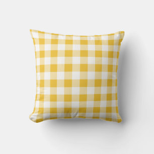 Kariertes Gingham-Muster in Gelb und Weiß Buffalo Kissen