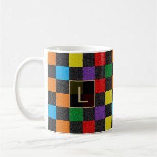 Kariertes Glitter-Regenbogen-Einzelstück, Stolz Kaffeetasse