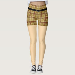 Kariertes Golf schließt Schnalle des Gurtes n kur Leggings