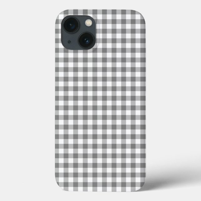 Kariertes Graues und weiß Case-Mate iPhone Hülle (Rückseite)
