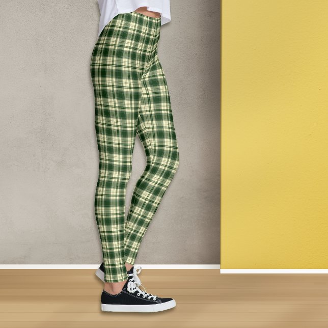 Kariertes Green Tartan-Muster Leggings (Von Creator hochgeladen)