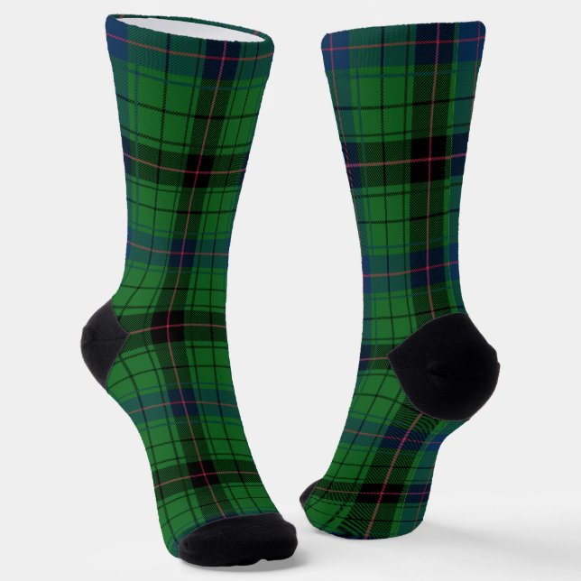 Kariertes Grün Kontrollkästchen Elegant Rustikales Socken (Gewinkelt)