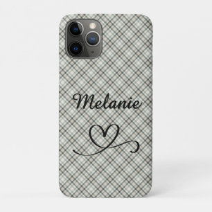 Kariertes Grün und Beige Herz Case-Mate iPhone Hülle