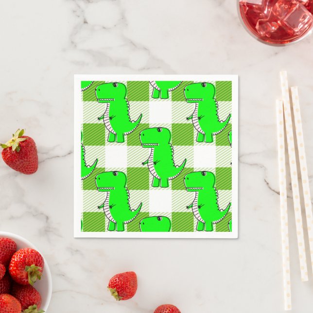 Kariertes Grün und Weiß Tartan Muster Serviette (Beispiel)