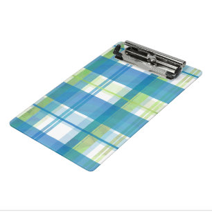 Kariertes Grünes und Blau Madras Mini Klemmbrett