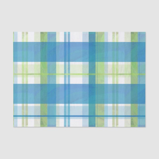 Kariertes Grünes und Blau Madras Seidenpapier (Vorderseite)