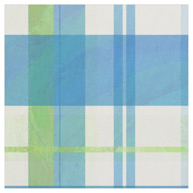 Kariertes Grünes und Blau Madras Stoff (Nahaufnahme)