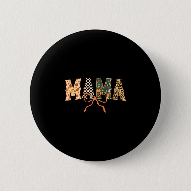 Kariertes Herbst Mama  Button (Vorderseite)