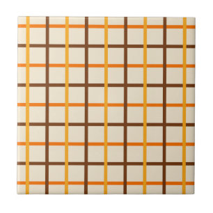 Kariertes Herbstmuster in Orange Green und Brown Fliese