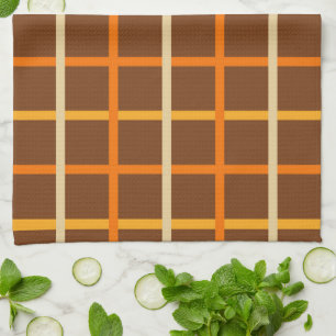 Kariertes Herbstmuster in Orange Green und Brown Geschirrtuch