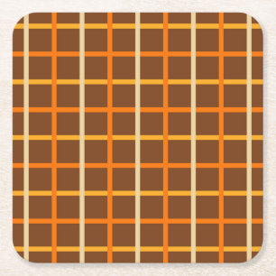 Kariertes Herbstmuster in Orange Green und Brown Rechteckiger Pappuntersetzer