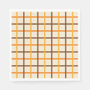 Kariertes Herbstmuster in Orange Green und Brown Serviette