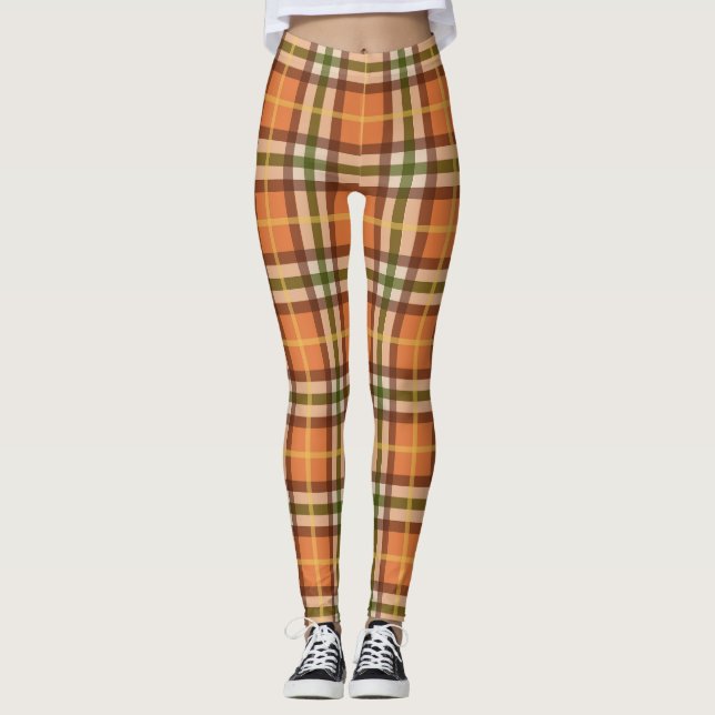 Kariertes Herbstmuster Leggings (Vorderseite)