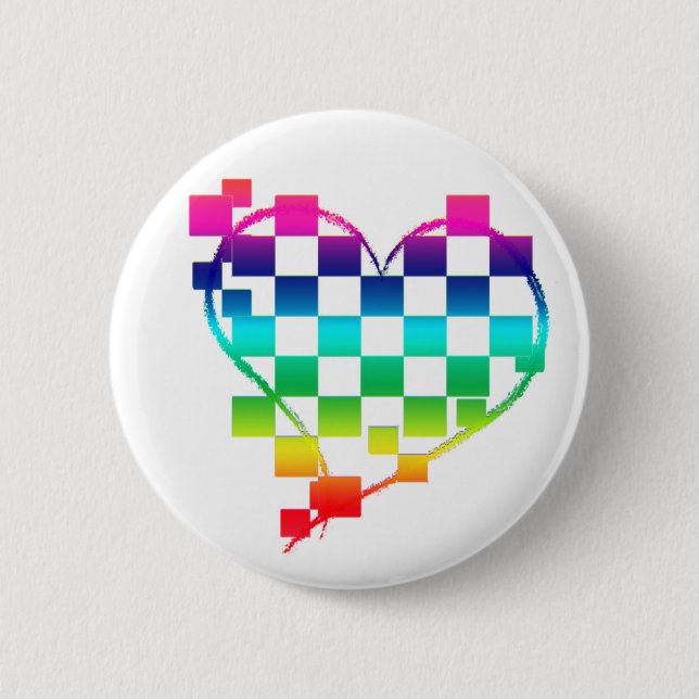 kariertes Herz. Button (Vorderseite)