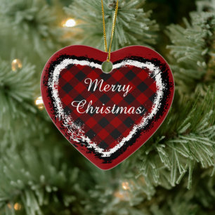 Kariertes Herz-Keramik-Ornament Keramik Ornament