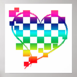 kariertes Herz. v1. Poster