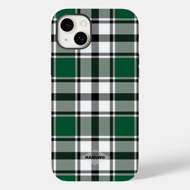 Kariertes iPhone Case HAMbWG, grün, schwarz und we (Rückseite)