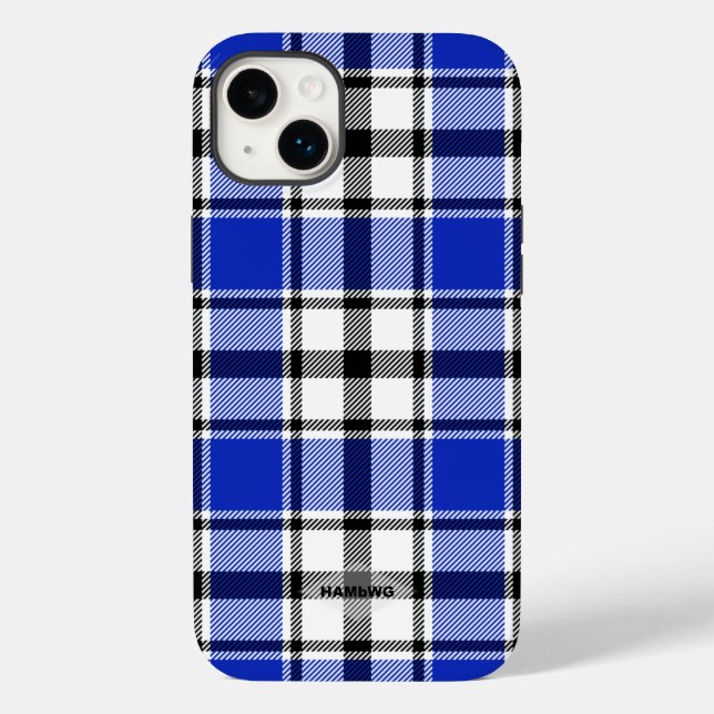 Kariertes iPhone Case HAMbWG in Blau, Schwarz und  (Rückseite)