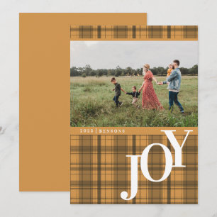 Kariertes JOY Gold Weihnachtskarte Feiertagskarte