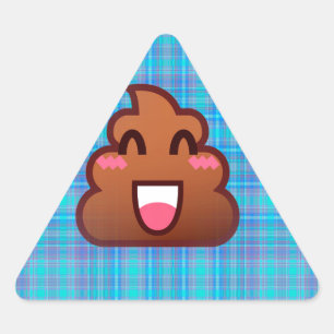 kariertes Kacka-Emoji Dreieckiger Aufkleber