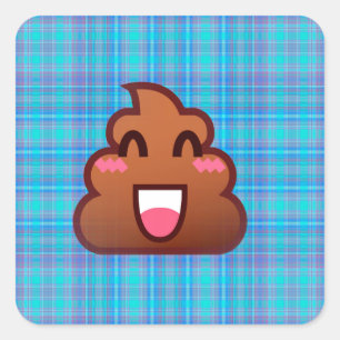 Kariertes Kacka-Emoji Quadratischer Aufkleber