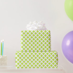 Kariertes Karamelllmuster in Kalkgrün und Weiß Geschenkpapier